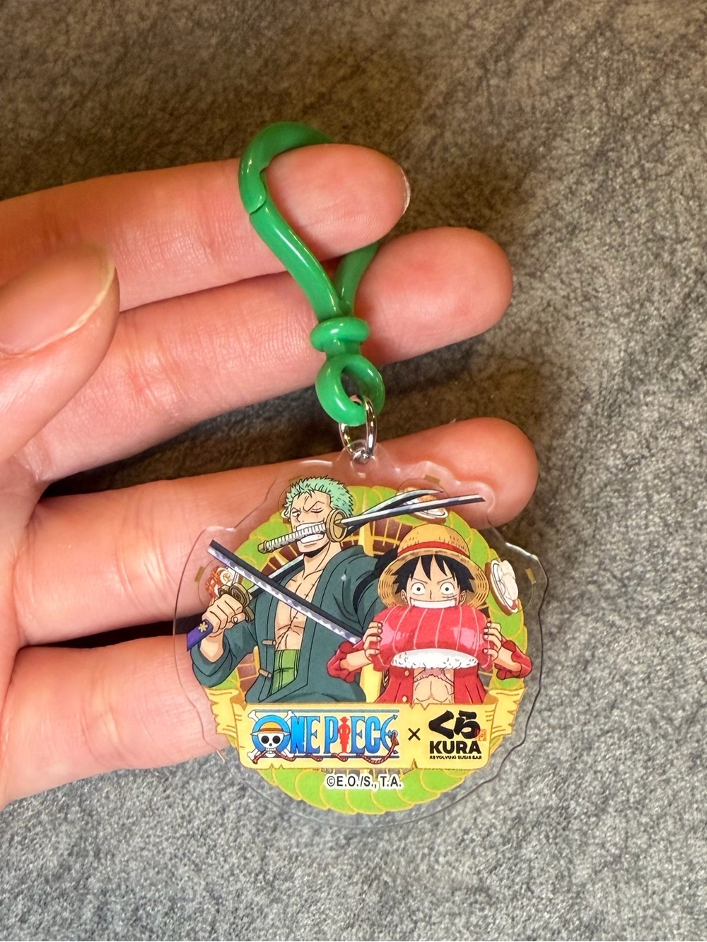 Kura Sushi x One Piece Collaboration Luffy and Zoro Acrylic Keychain Charm Prize